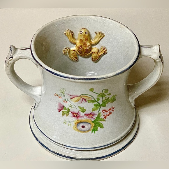 Vintage c. 1790 English Antique Pearlware Three Frog Mug Loving Cup - Picture 4 of 16